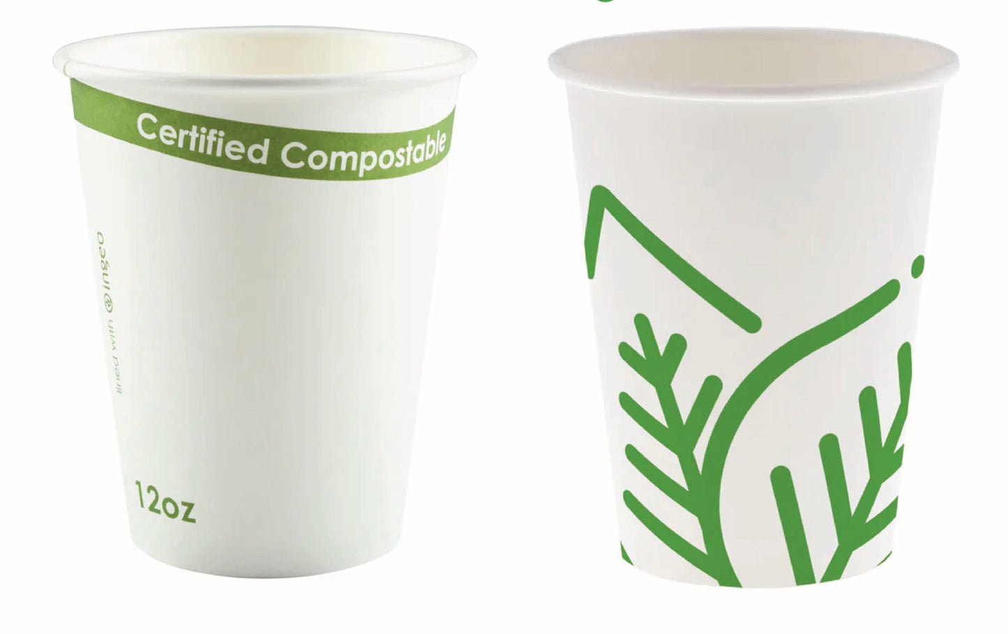 two paper eco hot cups on white background