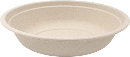 Beige biodegradable fiber bowl on a white background