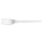 White biodegradable fork on a white background